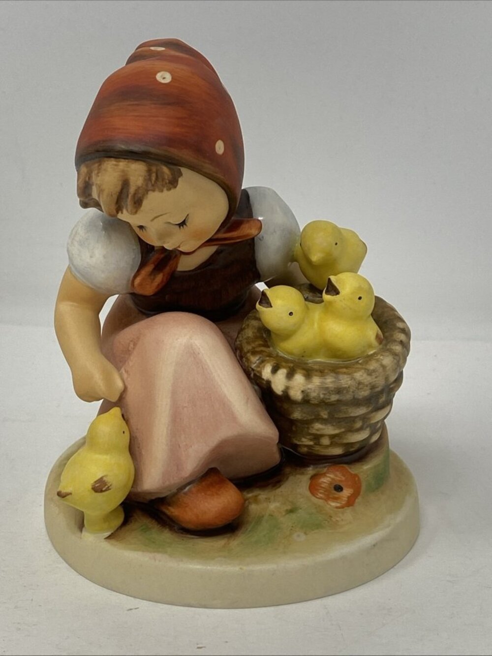 Goebel Hummel Chick Girl # 57 TMK4 Figurine W Germany Baby Chicks Signed 1960s
